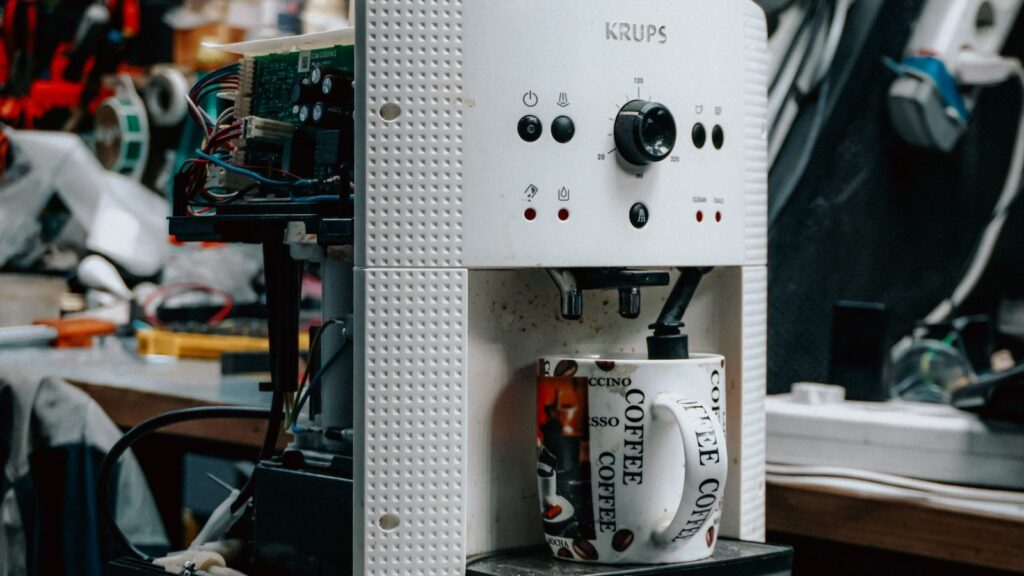 Coffee machine repair at the elMeistrai service point in Žirmūnai, Vilnius