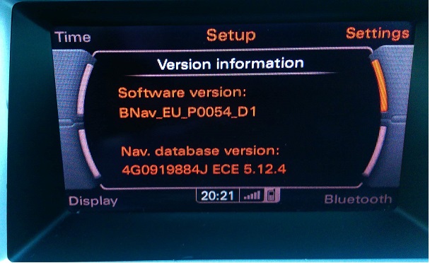 Audi navigation screen in the car interior