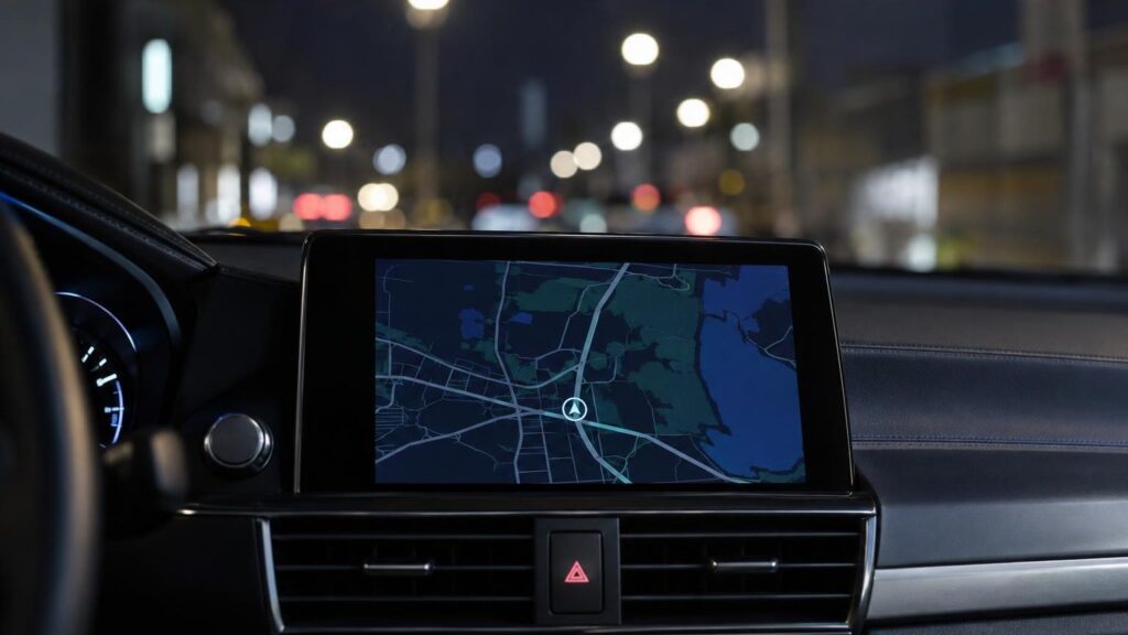 Honda car navigation screen with a map