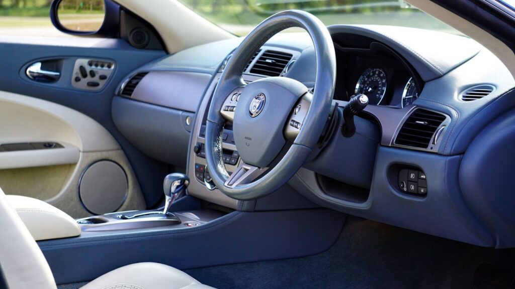 Jaguar car navigation screen with a map
