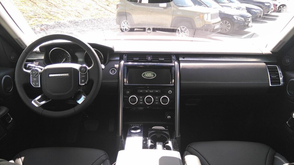 Land Rover car navigation screen with a map