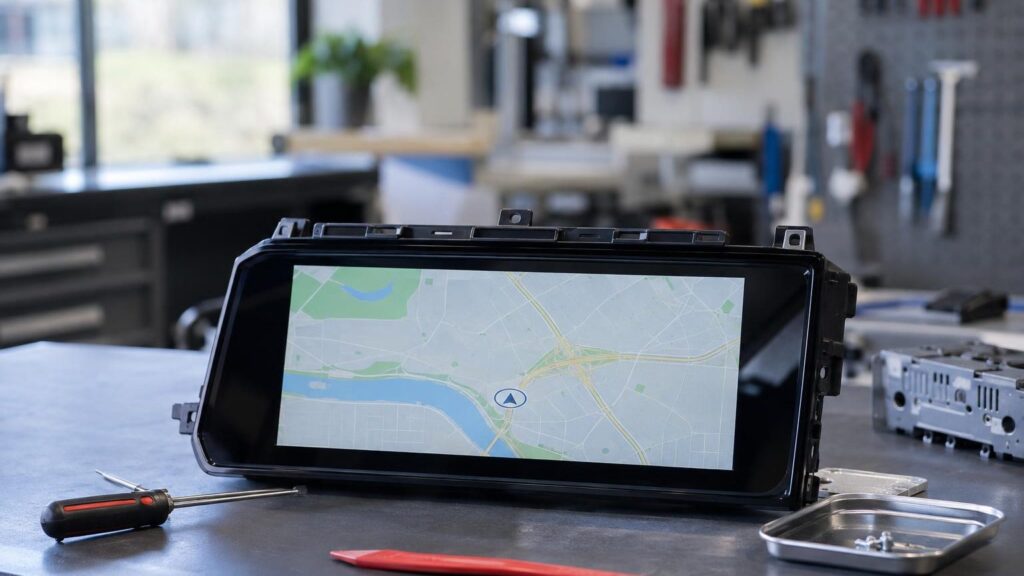 Opel car navigation system with a map