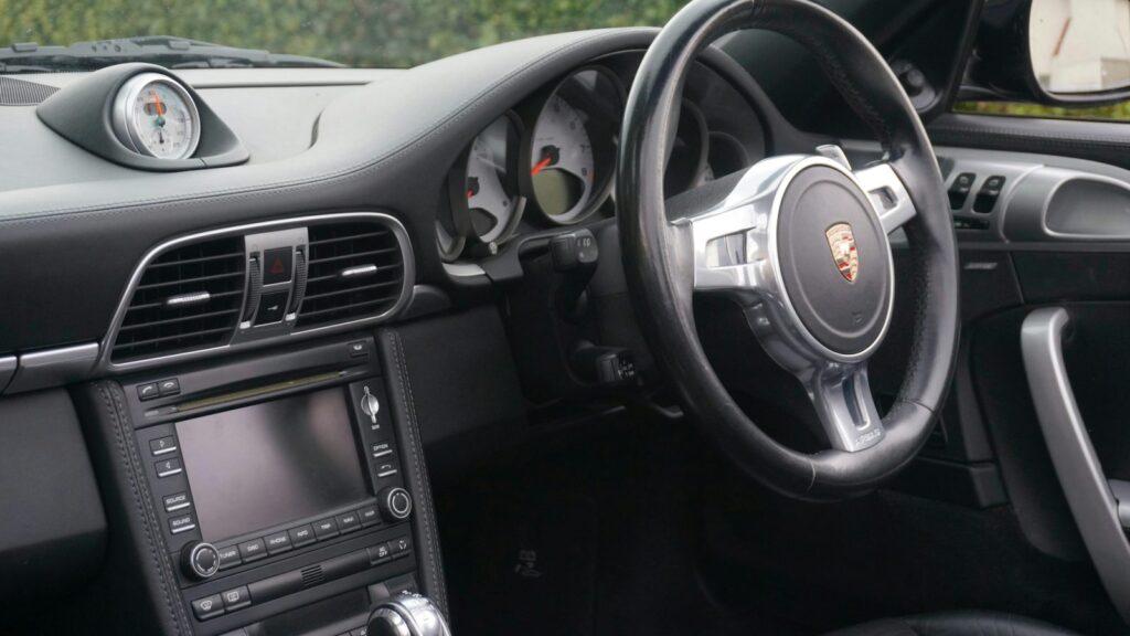 Porsche car navigation screen with a map